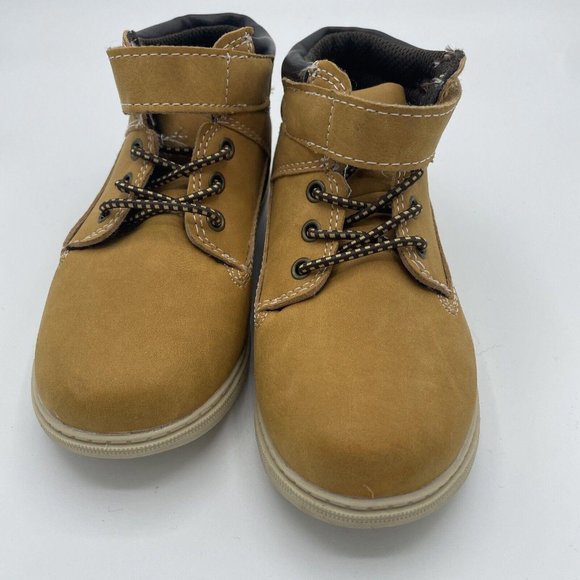 MAX + JAKE toddlers WORK BOOTS in TAN w/laces and velcr0 sz 10 - GUC* - Picture 2 of 8